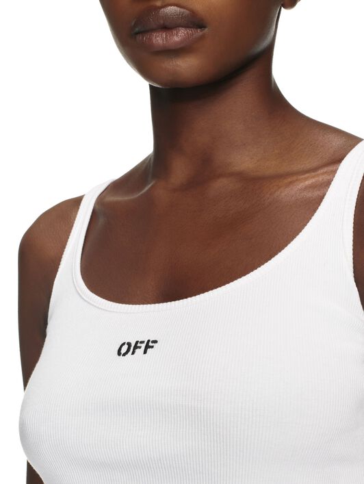 OFF WHITE Off Stamp Rib Tank Top White-Black 2AD072C99JER002