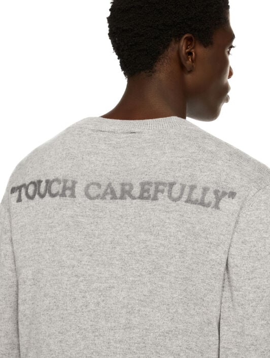 Quote Knit Crewneck Logo Sweater OFF WHITE Quote Knit Crewneck Logo Sweater LIGHT GREY MELANGE - BLACK OMHE20OF25KNI001