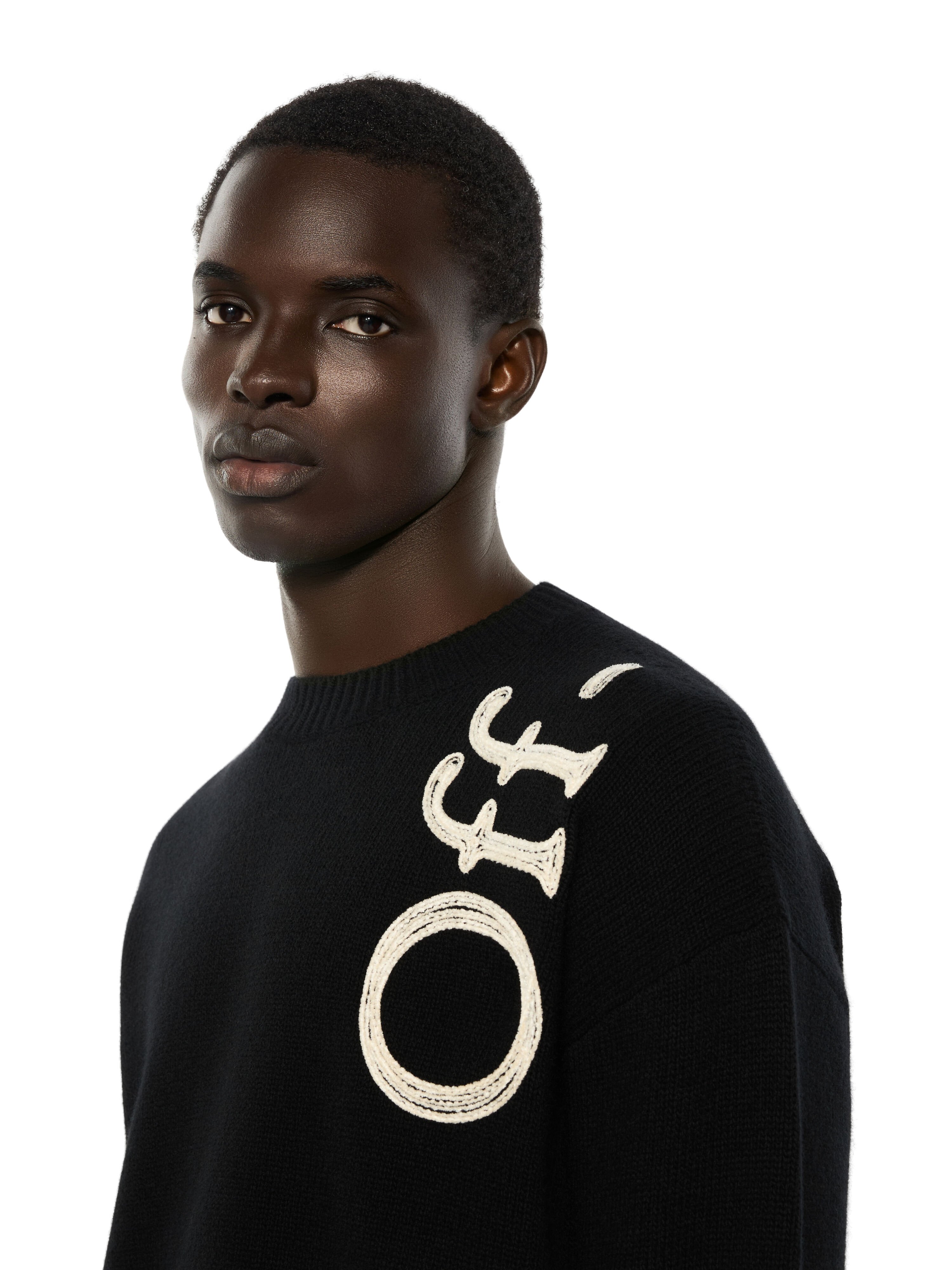OFF WHITE Vertical Bookish Crewneck Sweater BLACK 44MHE213F26K001