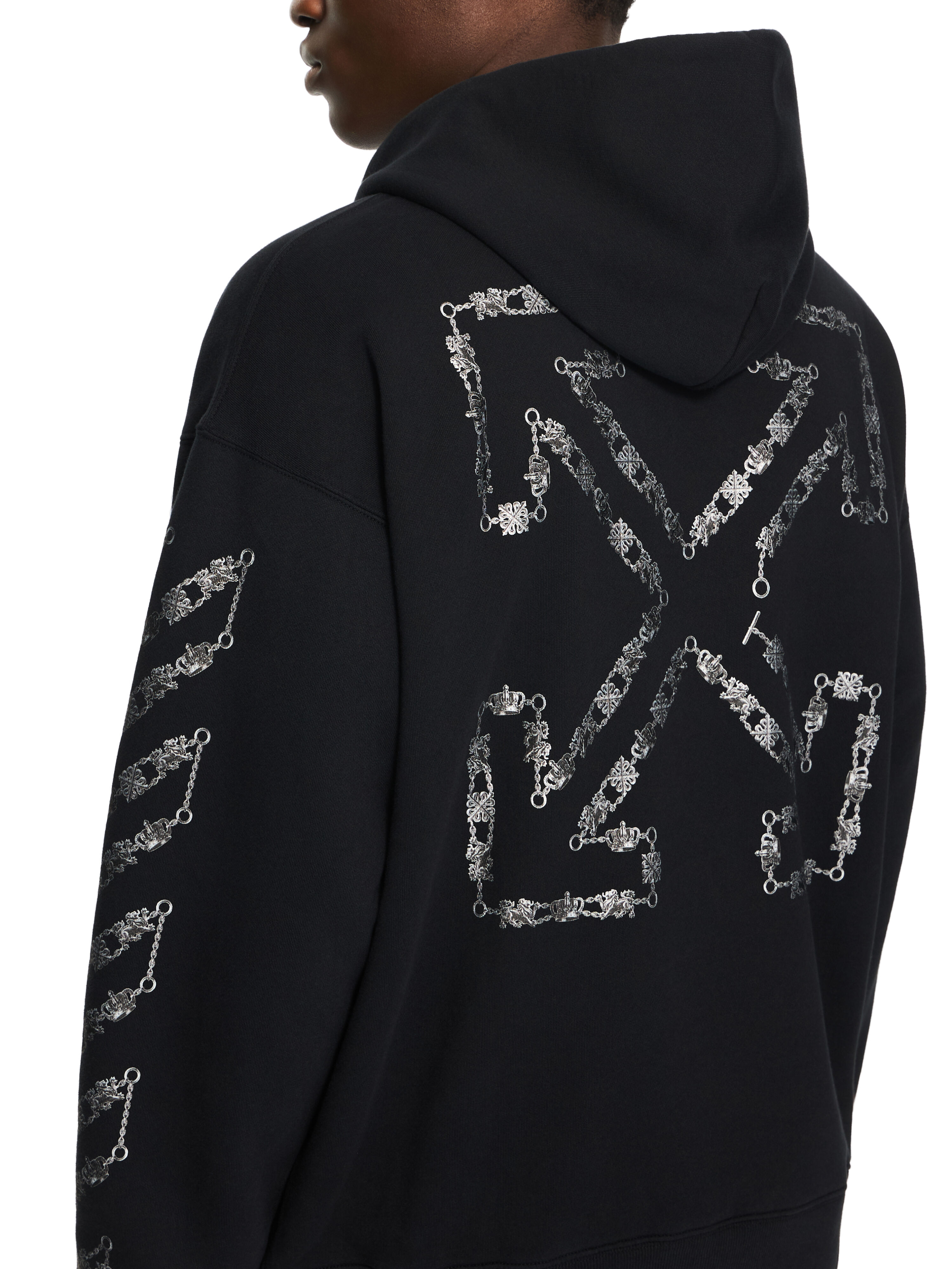 OFF WHITE Chain Arrow Diagonal Skate Hoodie BLACK 44MBB085S26F005