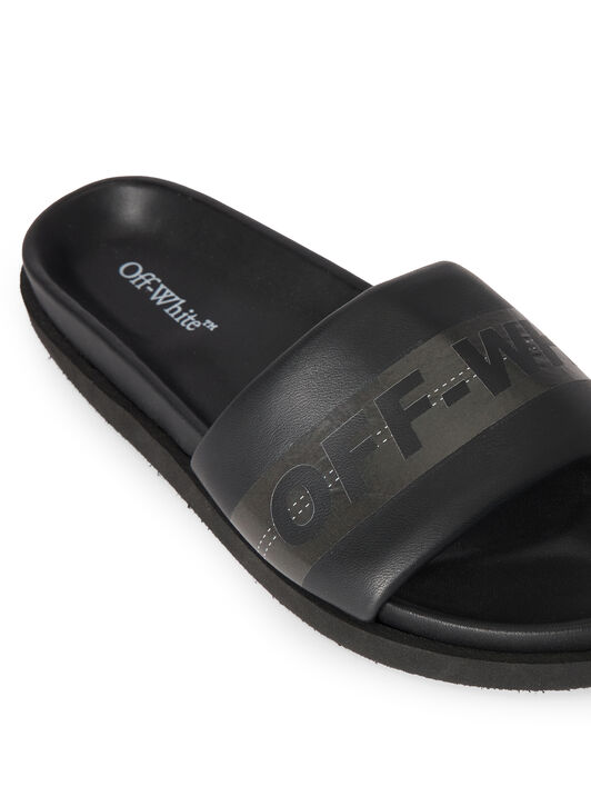 OFF WHITE Industrial Belt Slider Sandals BLACK - ANTHRACITE OMIC019S26LEA001