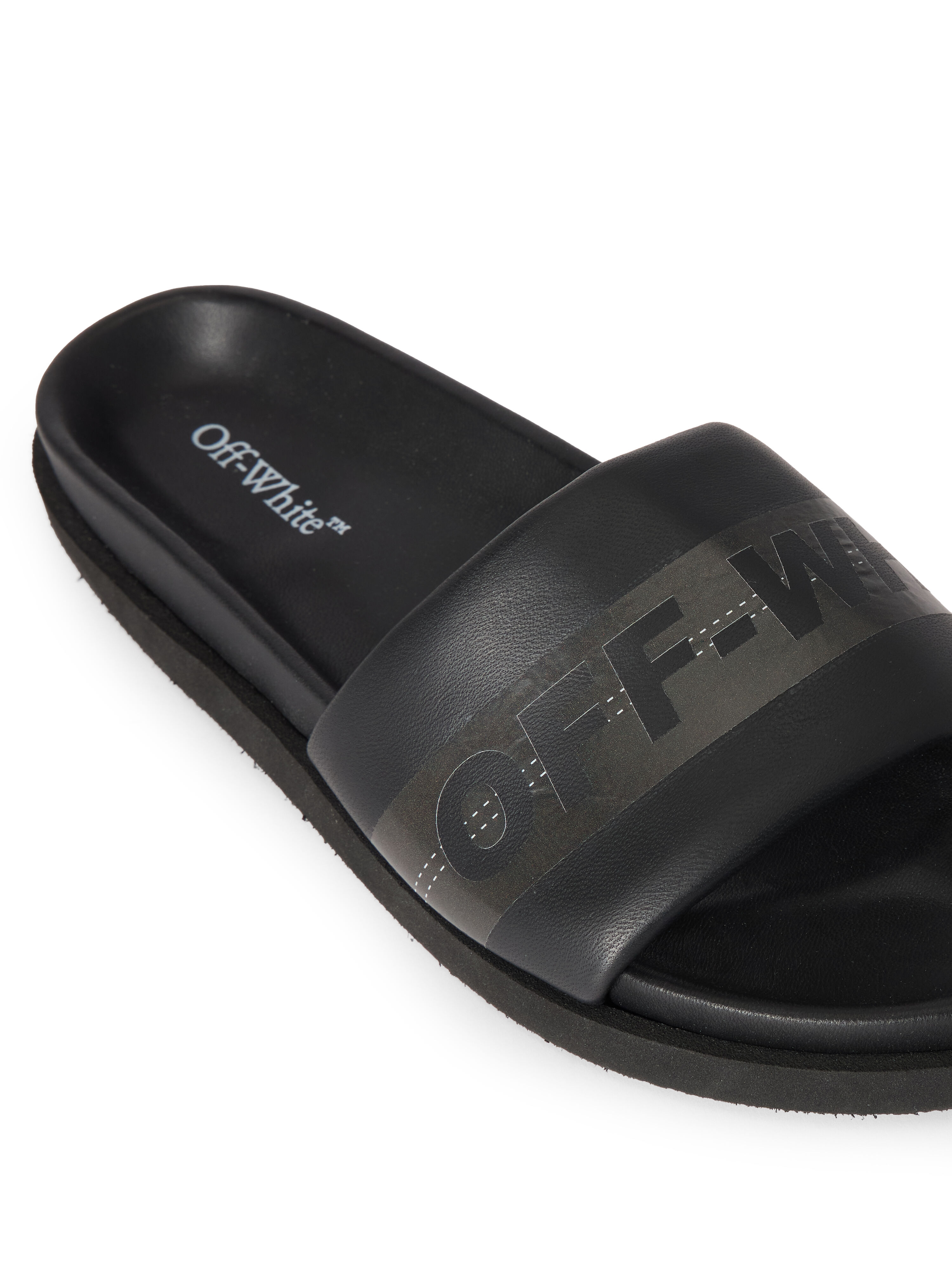 OFF WHITE Industrial Belt Slider Sandals BLACK - ANTHRACITE OMIC019S26LEA001