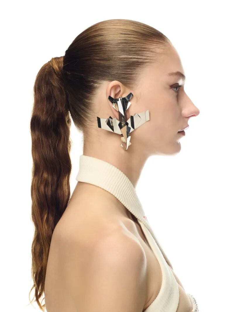 OFF WHITE Paperplane Earrings M SILVER OWOD29XZ25MET001