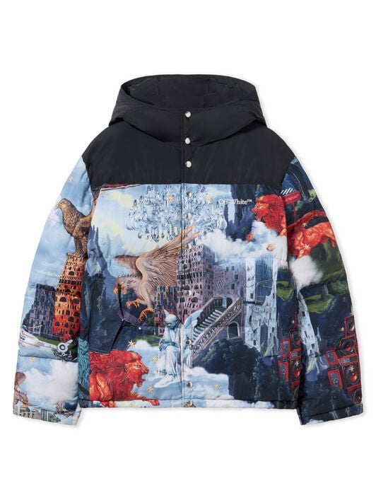 World Paint Bicolor Down Jacket OFF WHITE World Paint Bicolor Down Jacket DUSTY BLUE - WHITE OMED064F25FAB003