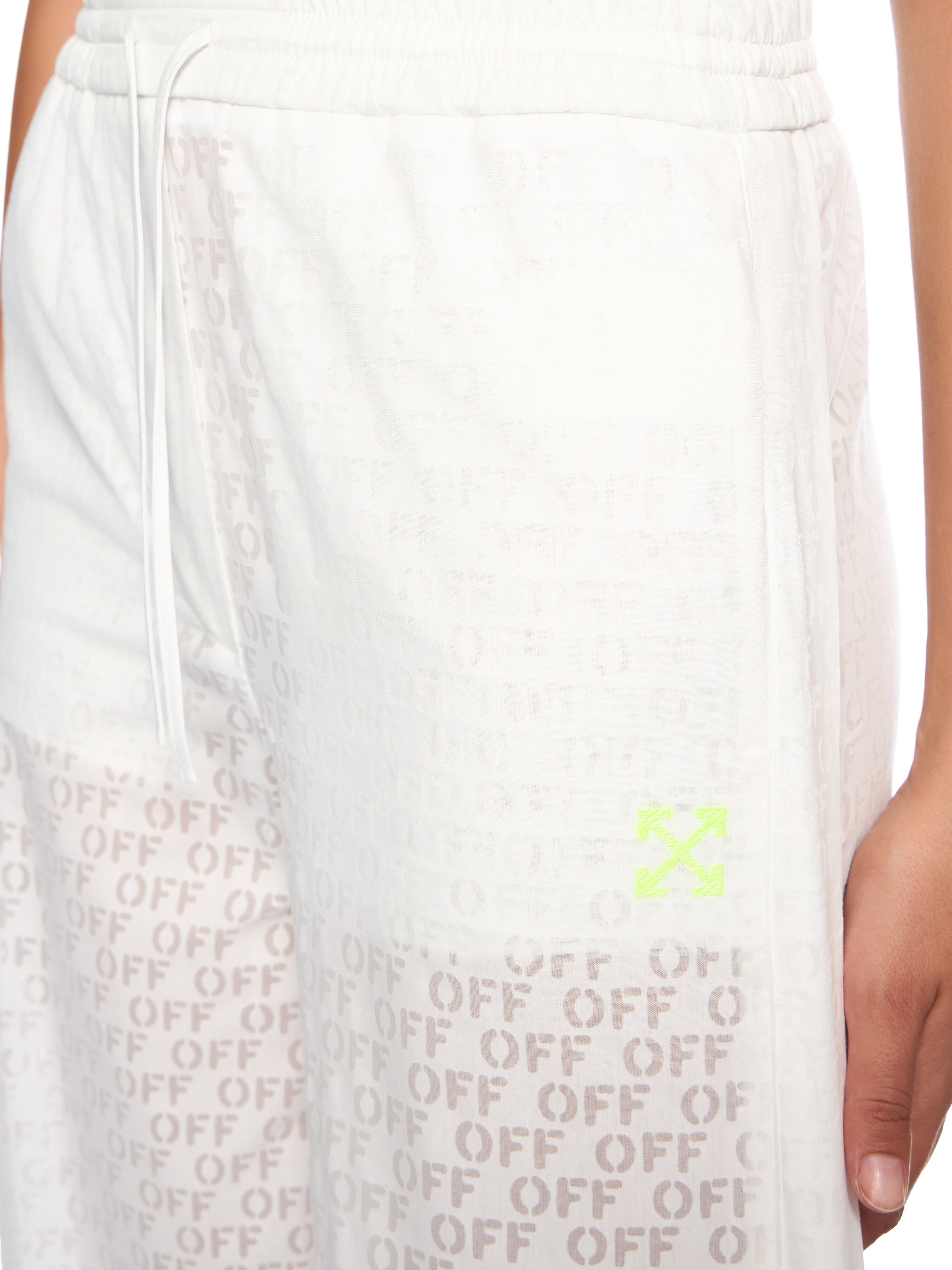 OFF WHITE Off Stamp Wide-Leg Pants WHITE - YELLOW OWCA196T25FAB001