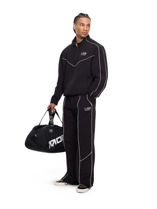 LAB L/AB Contrast Piping Diagonal Track Pants BLACK 44LABF26B063