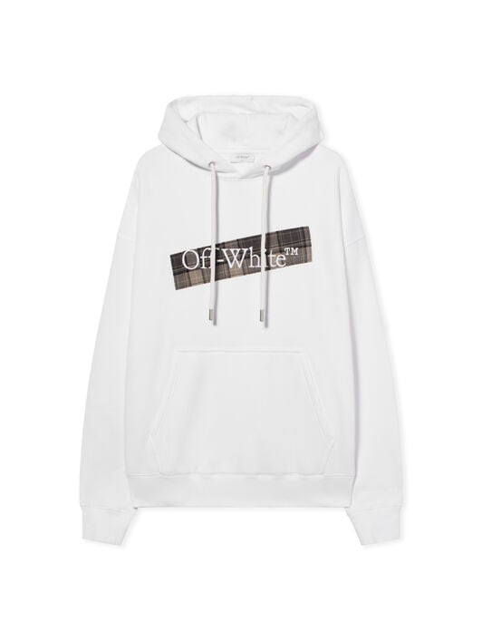 FLANNEL DIAG SKATE HOODIE OFF WHITE FLANNEL DIAG SKATE HOODIE WHITE - BLACK OMBB085F25FLE00S