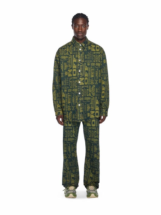 Multilogo Jacquard Denim Shirt OFF WHITE Multilogo Jacquard Denim Shirt MULTILOGO - GREEN MOSS OMYD05RF25DEN001