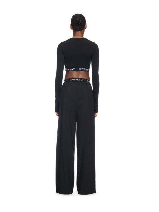 OFF WHITE Black Logo Band Nylon Pants BLACK OWVI016S25FAB001