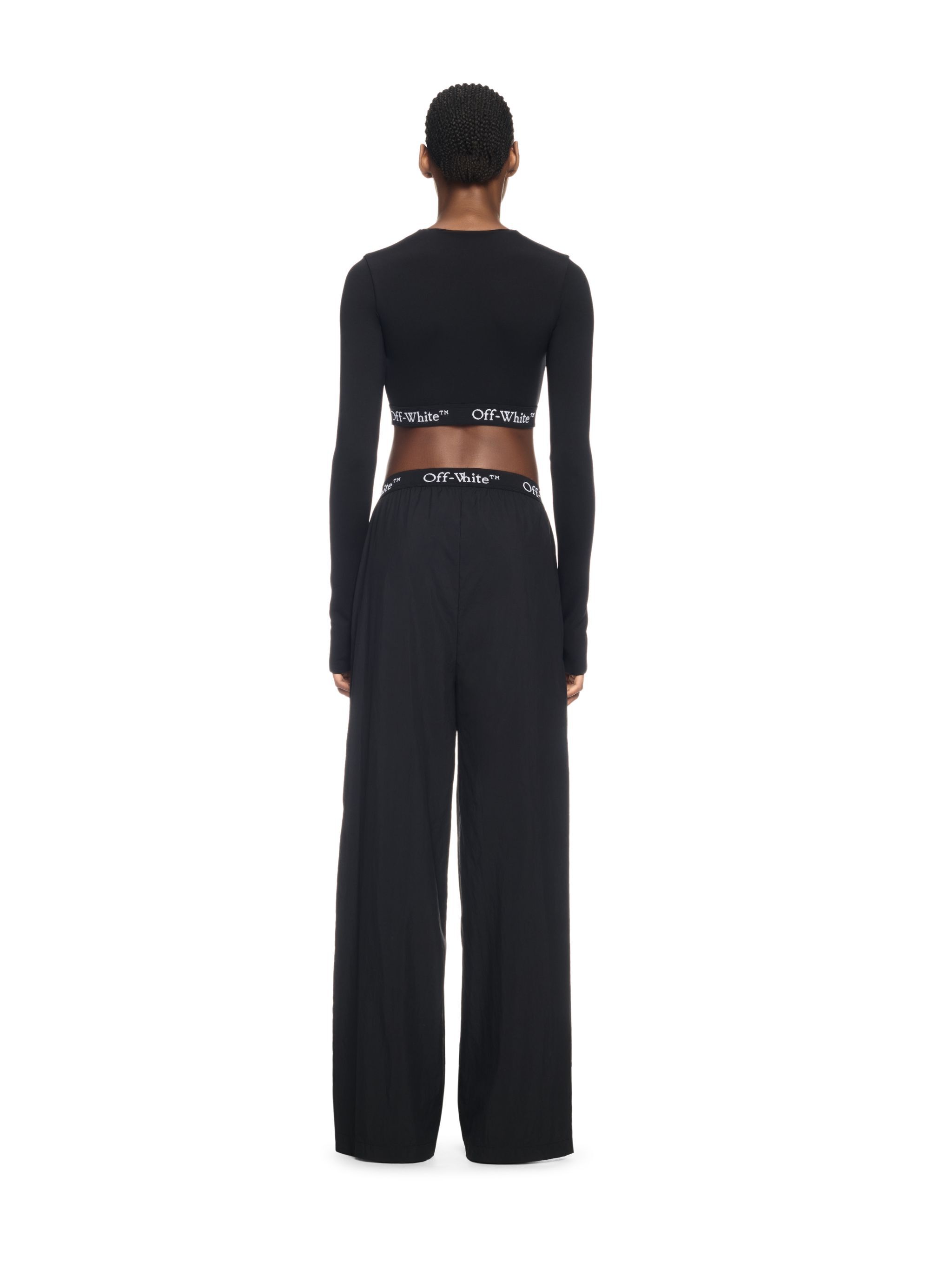 OFF WHITE Black Logo Band Nylon Pants BLACK OWVI016S25FAB001
