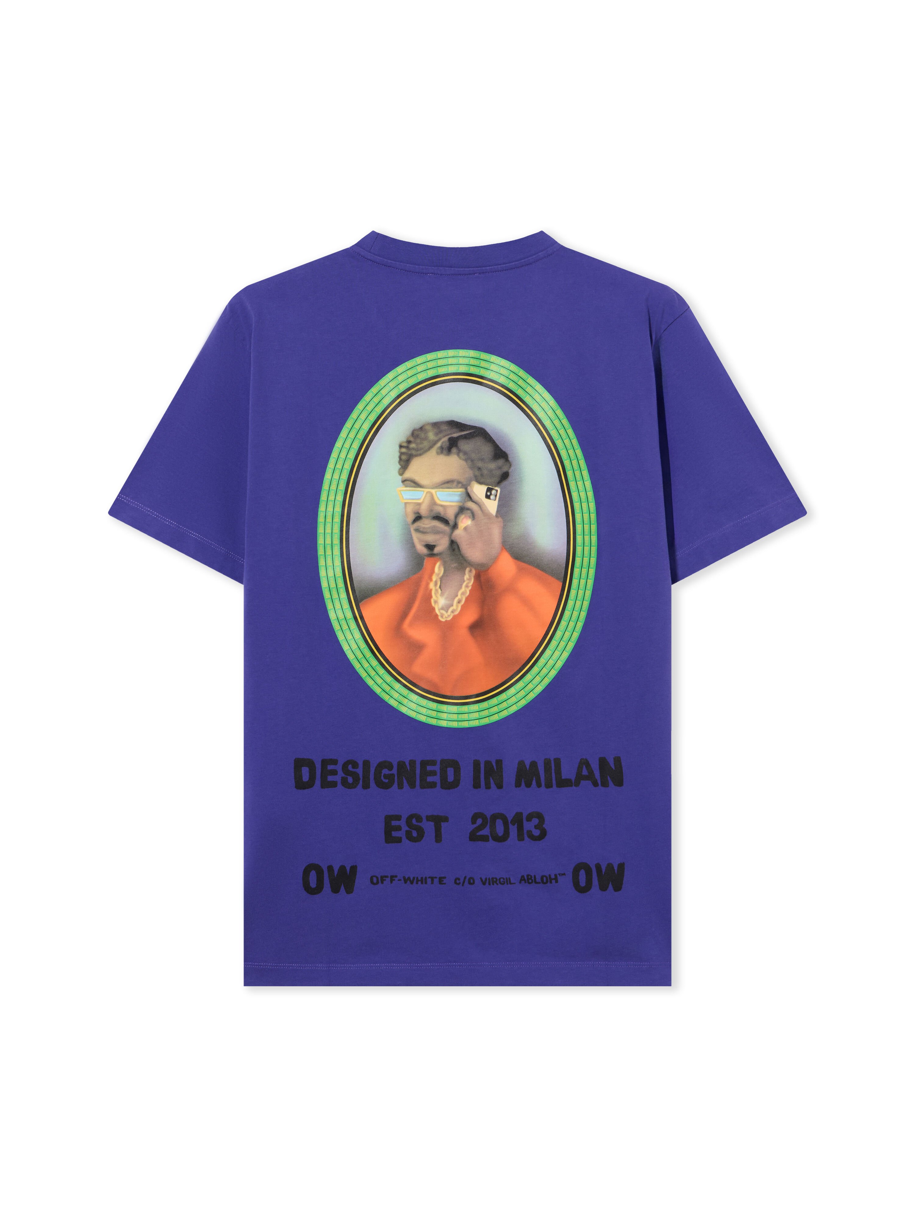 OFF WHITE Barber 2 T-Shirt DEEP BLUE - BLACK OMAA027S25JER006