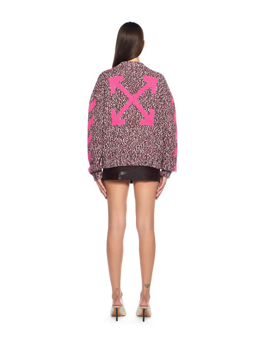 OFF WHITE Mouline Arrow Knit Crewneck Sweater RED DAHLIA-FUCHSIA OWHE10JF25KNI001