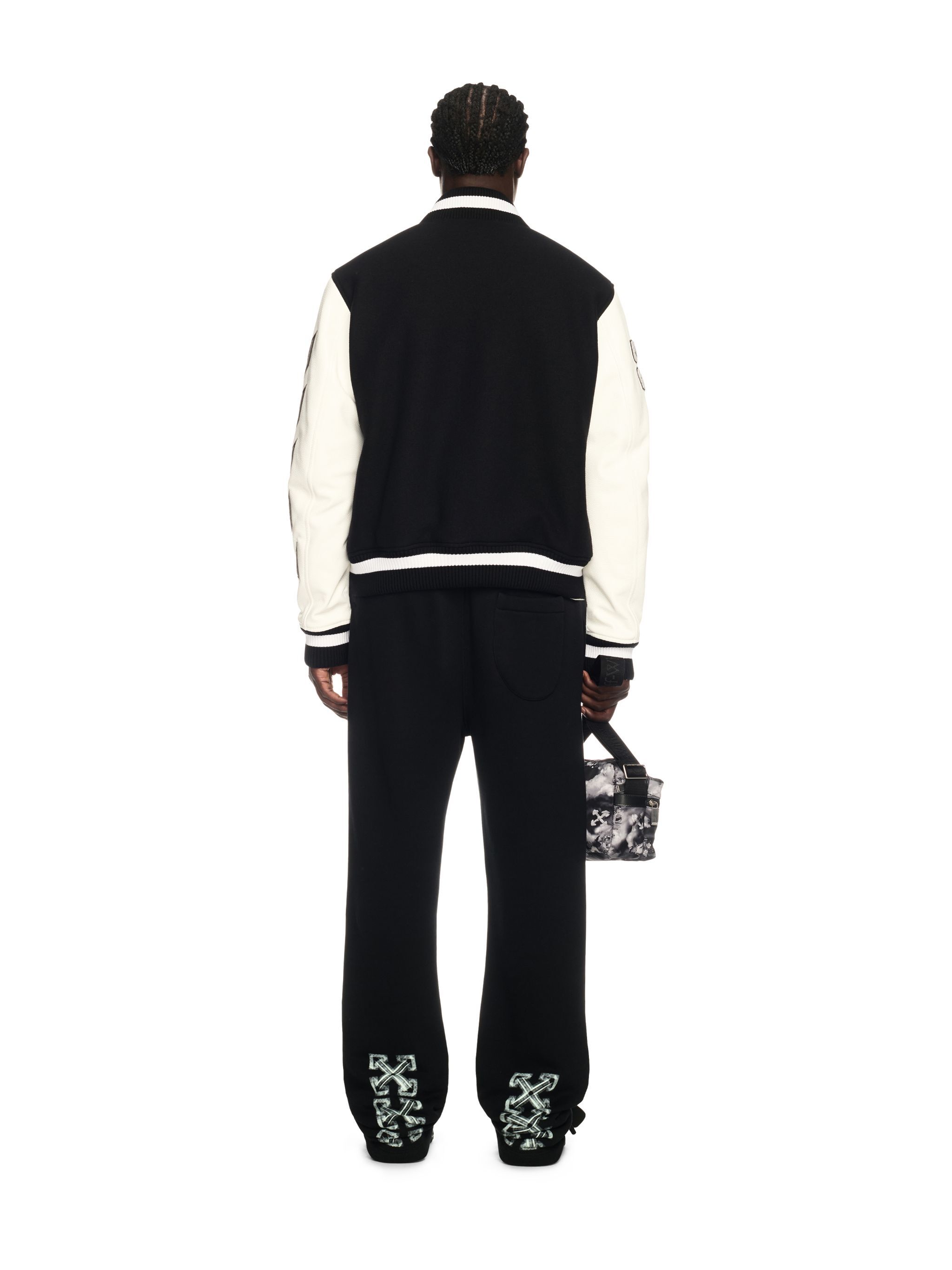 OFF WHITE Leather/Wool Varsity Jacket BLACK OMJA122C99LEA005