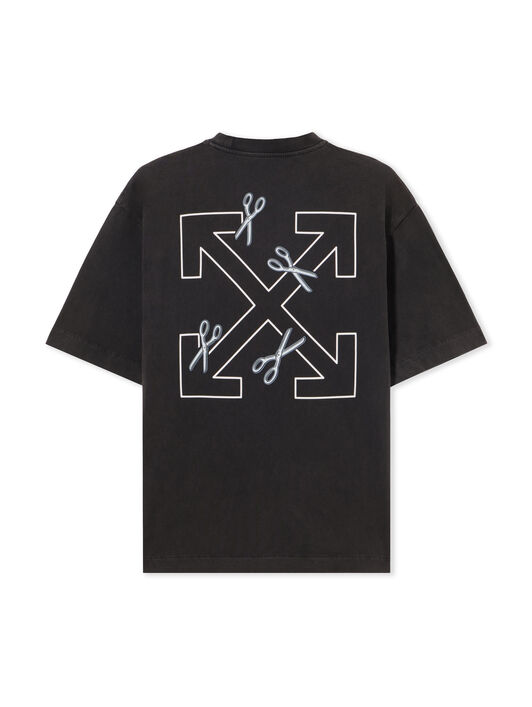 OFF WHITE Scissor Arrow Skate T-Shirt WASHED BLACK-WHITE OWAA134S25JER002
