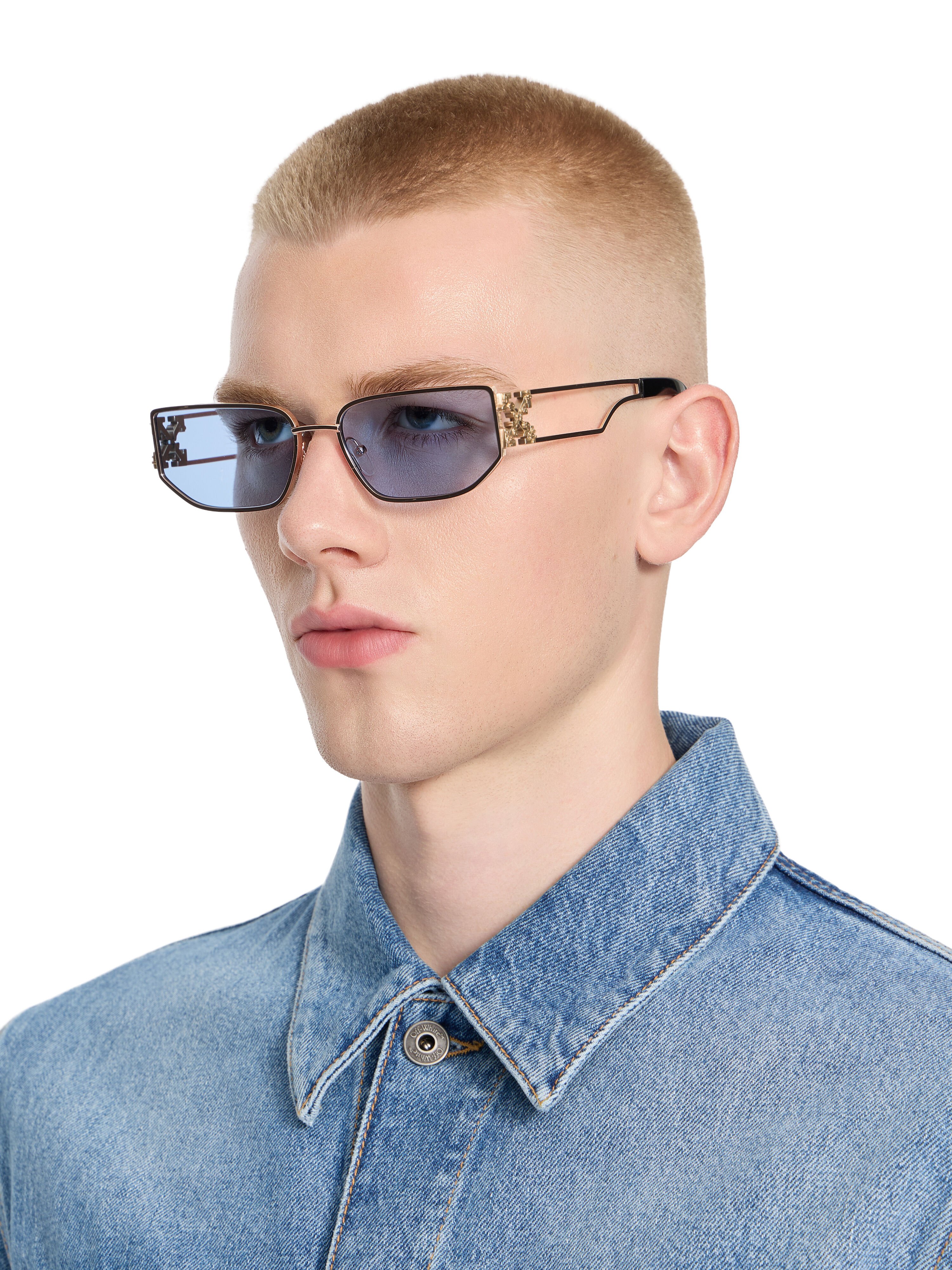 Allen Blue Lens Sunglasses OFF WHITE Allen Blue Lens Sunglasses Shiny Gold OW1027764560