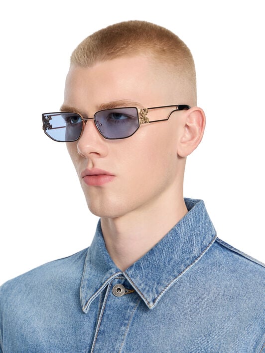 Allen Blue Lens Sunglasses OFF WHITE Allen Blue Lens Sunglasses Shiny Gold OW1027764560