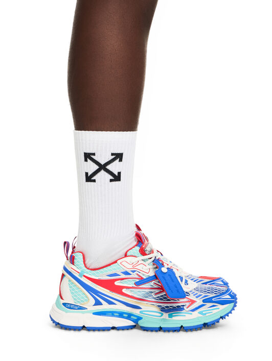 OFF WHITE Be Right Back Fishnet Sneakers FIERY RED - COBALT BLUE OMIA295S26FAB004