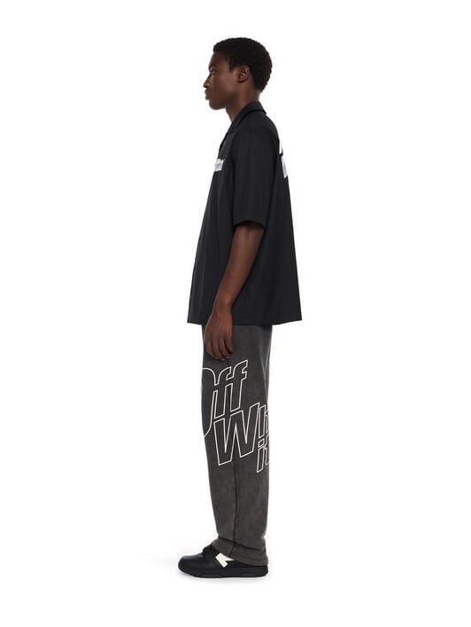Tape Logo Bowling Shirt OFF WHITE Tape Logo Bowling Shirt BLACK - WHITE OMGG01FF25FAB003