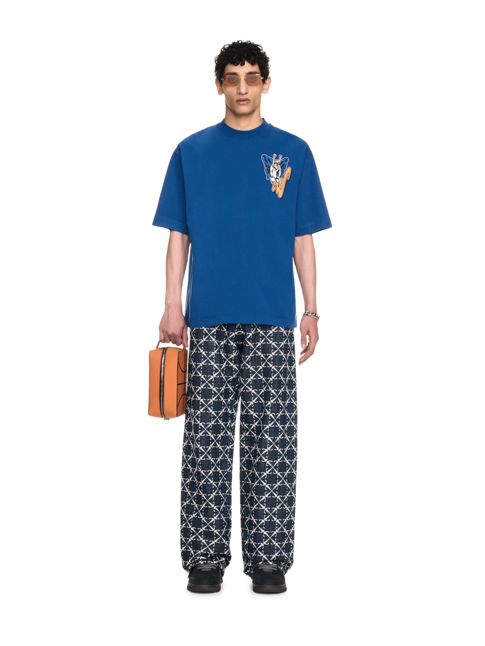 OFF WHITE Gang Skate S/S Tee BLUE OMAA120F24JER00C