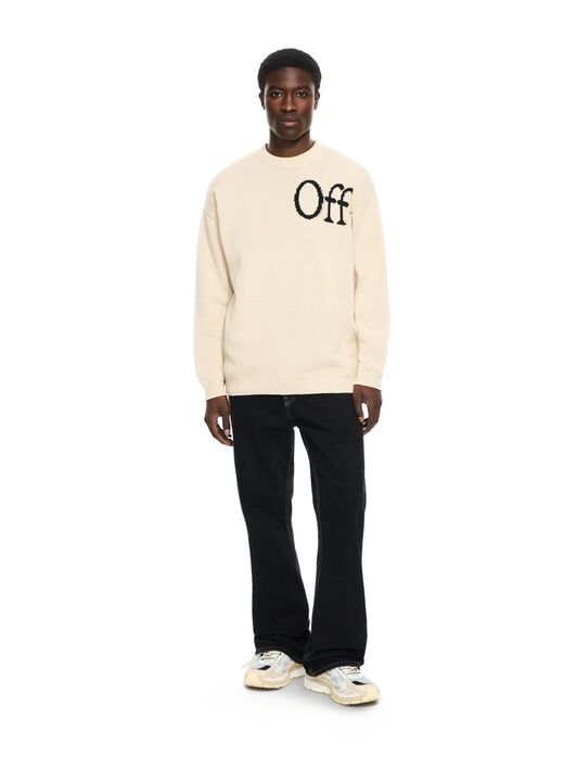 OFF WHITE Bookish Shared Cot Knit Crewneck CREAM 44MHE20QS26K001