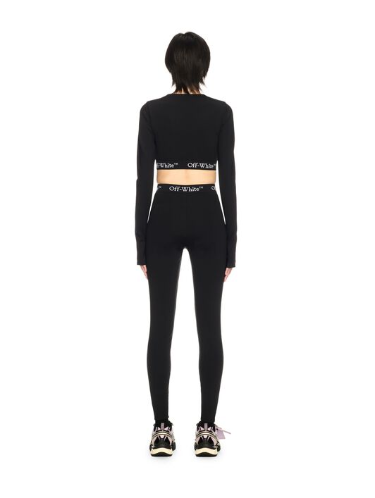 OFF WHITE Black Logo Band Zip Crop Top BLACK OWVB027S25JER001