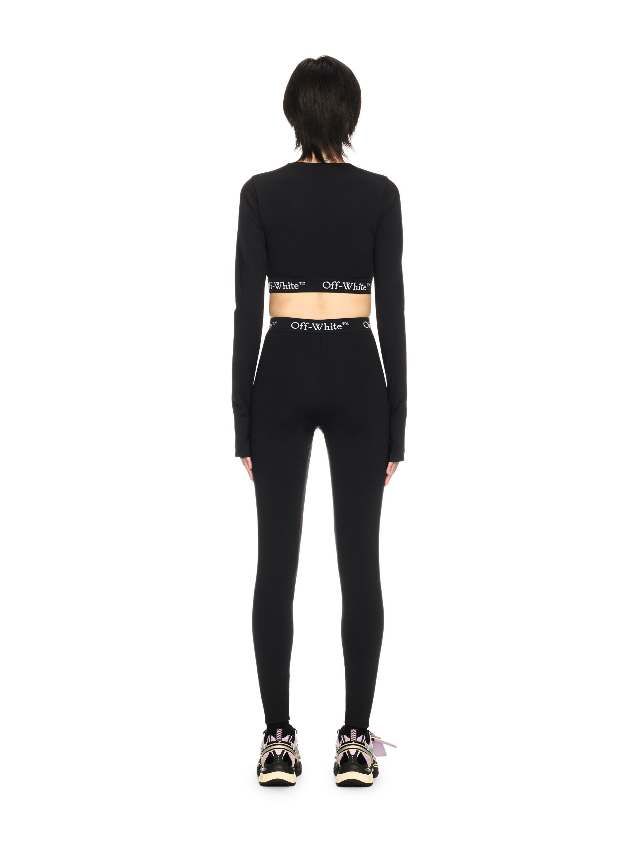 OFF WHITE Black Logo Band Zip Crop Top BLACK OWVB027S25JER001