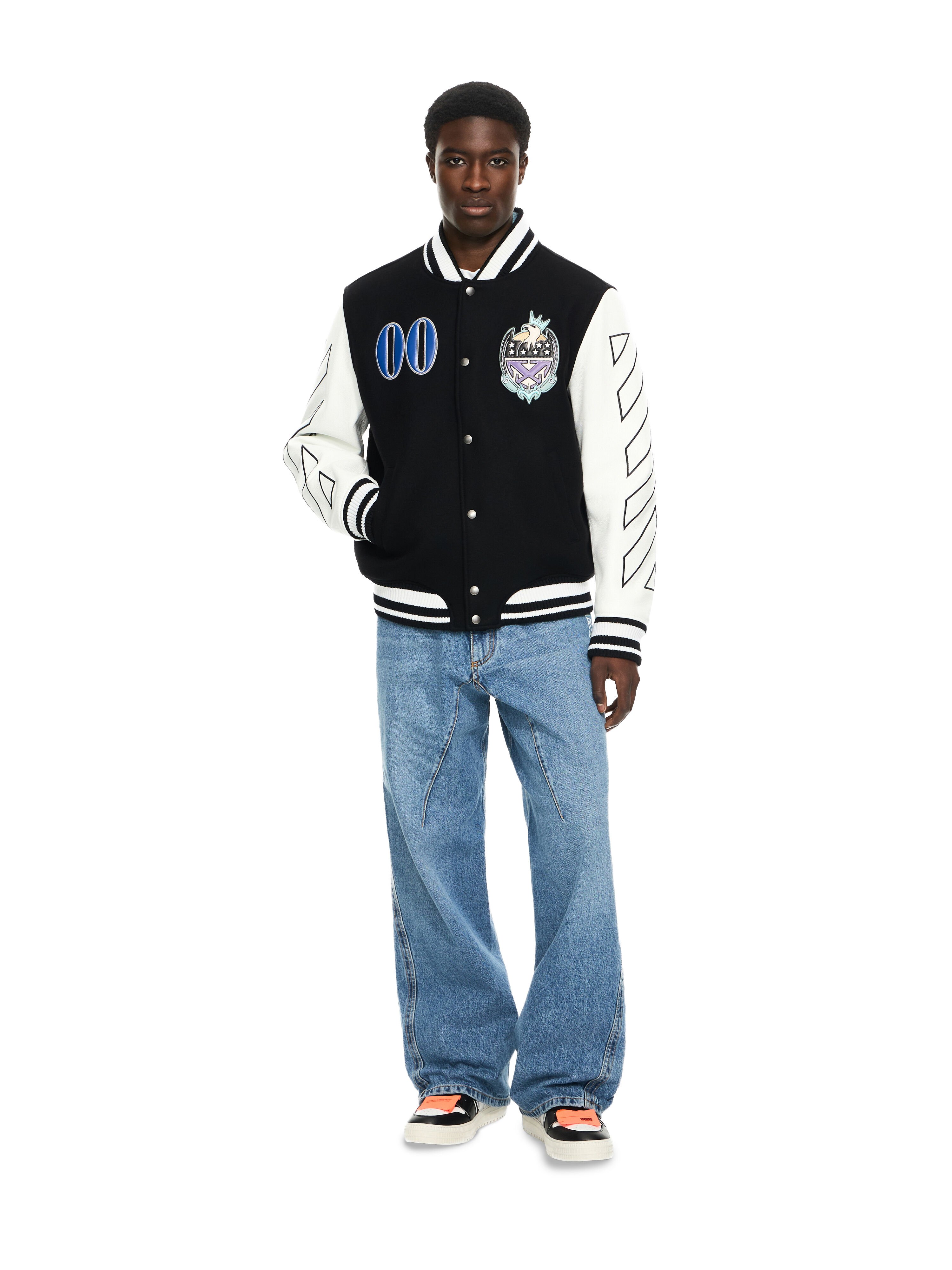 Royal Jewels Varsity Jacket OFF WHITE Royal Jewels Varsity Jacket BLACK 44XJA122S26L001