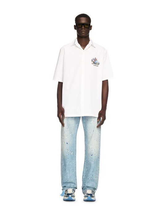 OFF WHITE White Fresco Arrow Bowling Shirt WHITE OMGG013S25FAB001