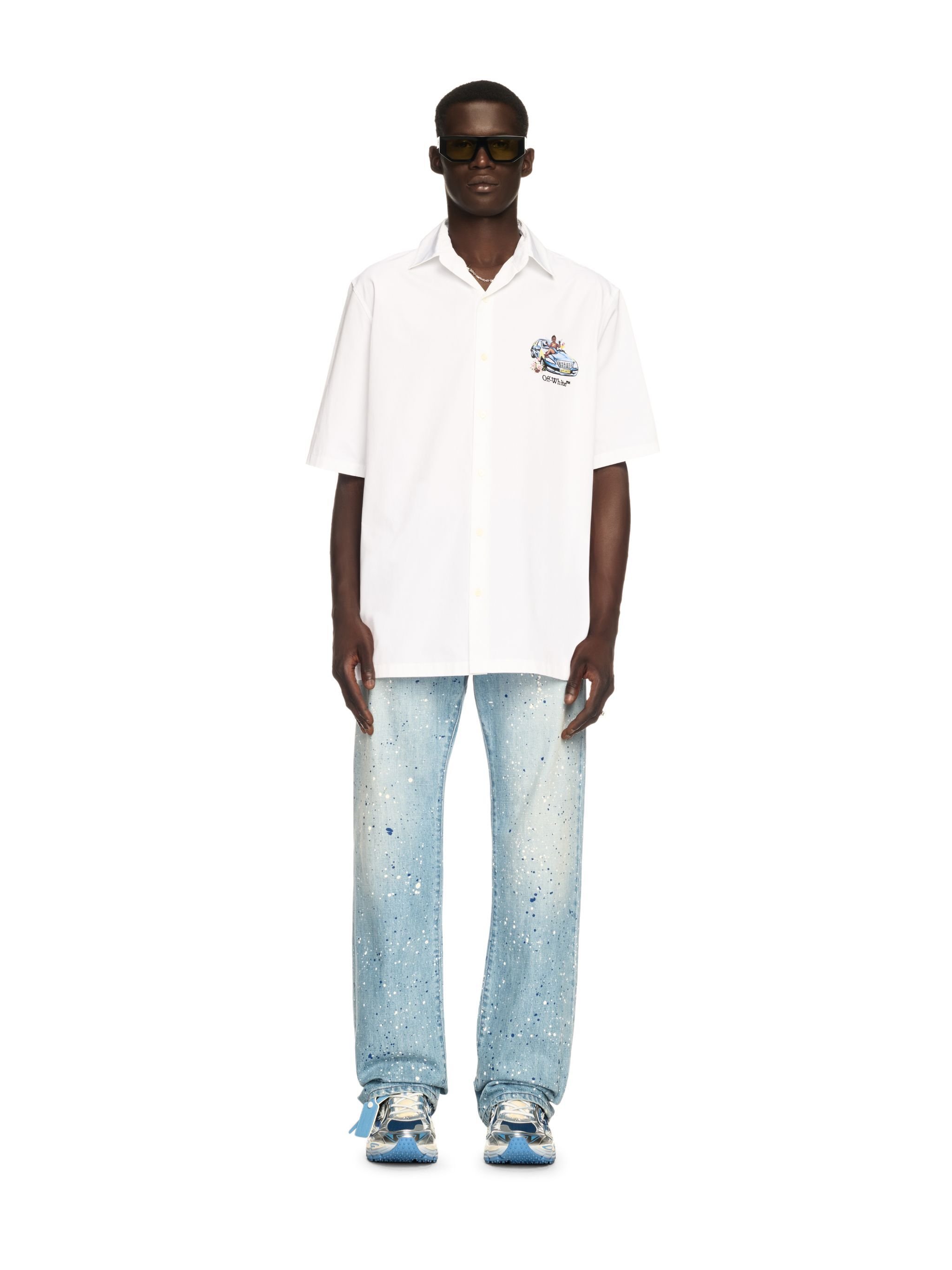 OFF WHITE White Fresco Arrow Bowling Shirt WHITE OMGG013S25FAB001