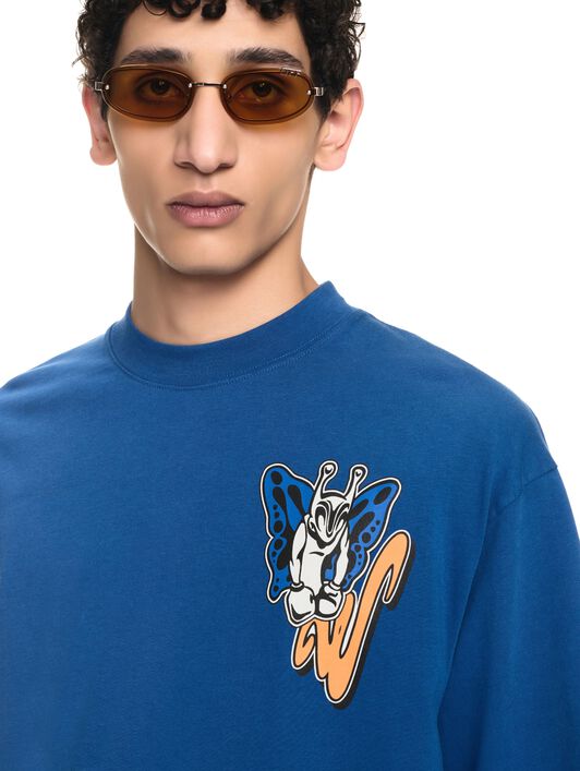OFF WHITE Gang Skate S/S Tee BLUE OMAA120F24JER00C