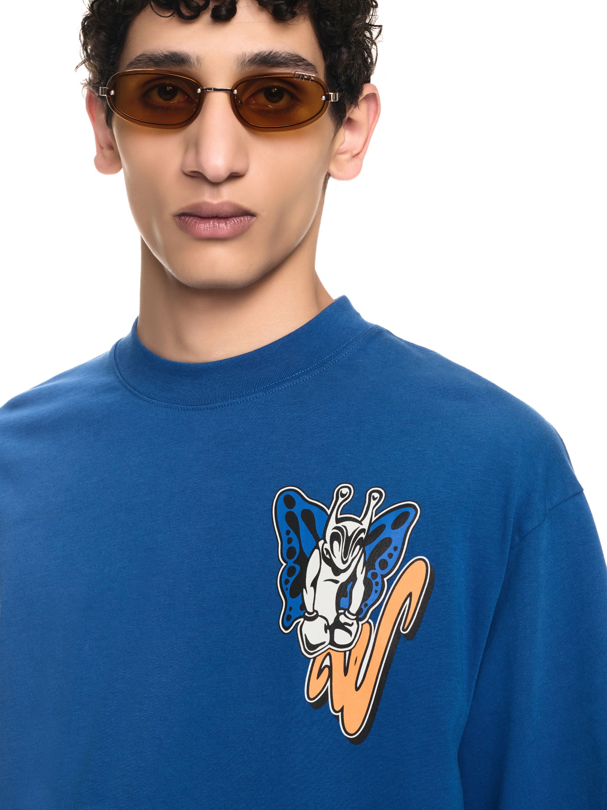 OFF WHITE Gang Skate S/S Tee BLUE OMAA120F24JER00C