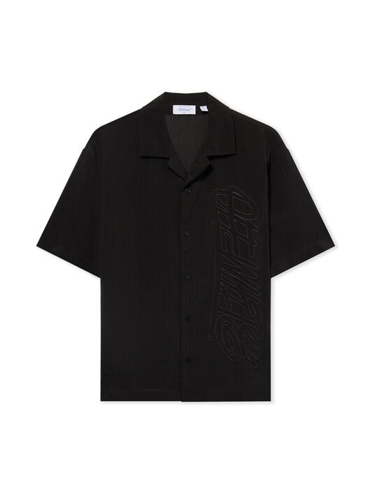 OFF WHITE Handstyle Logo Organza Bowling Shirt BLACK 44MGG01QF26F003
