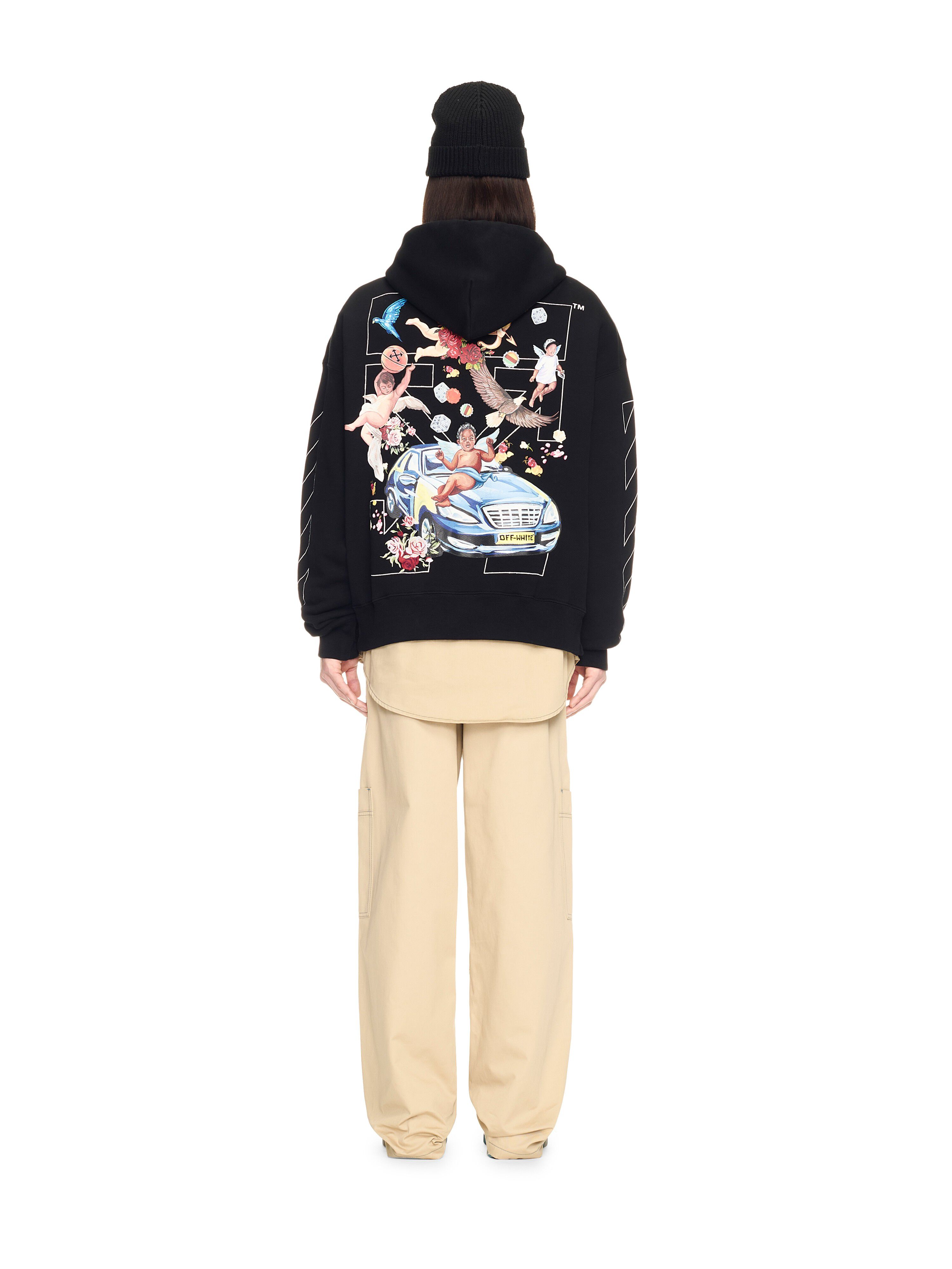OFF WHITE Black Fresco Arrow Hoodie  OMBB085S25FLE005