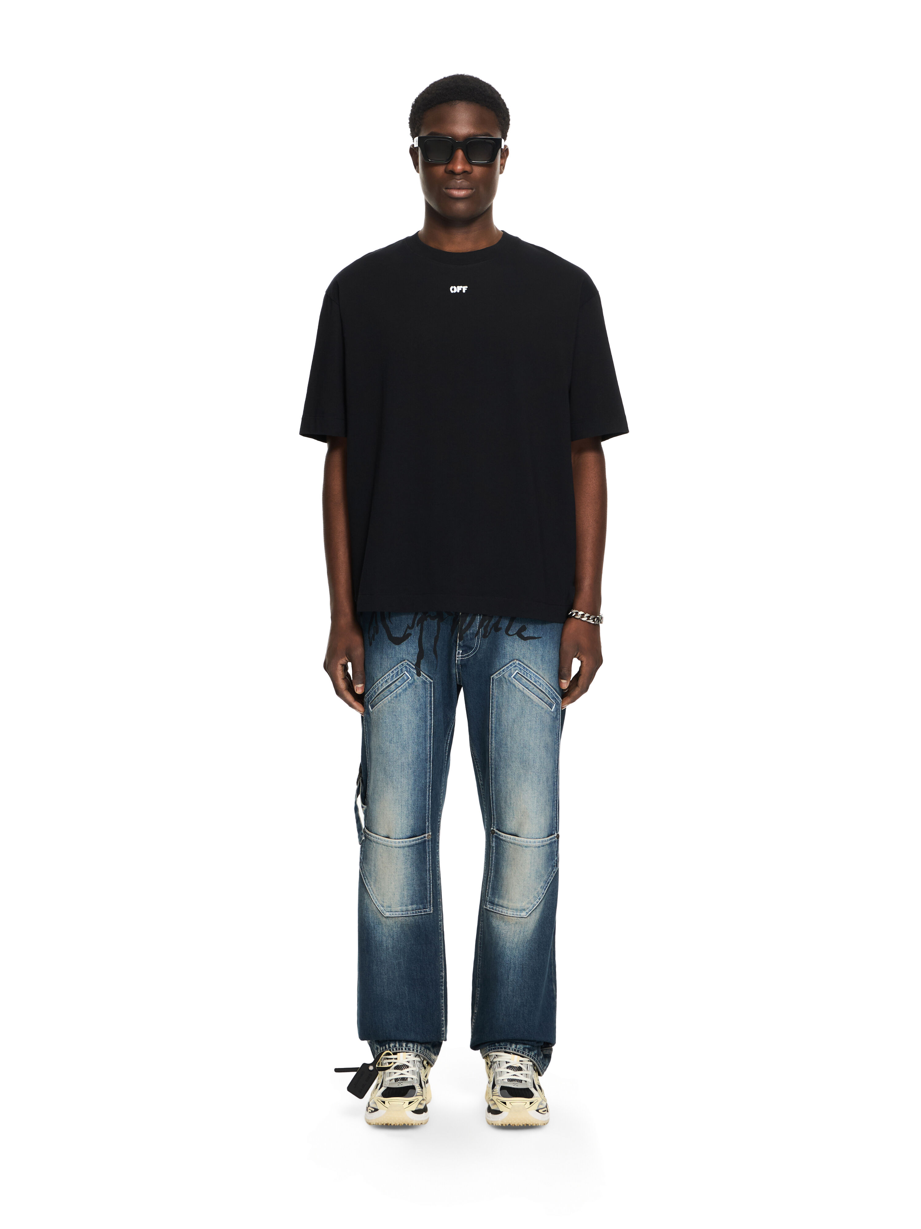 OFF WHITE Paint Arrow Skate T-shirt BLACK 44MAA120S26J00J