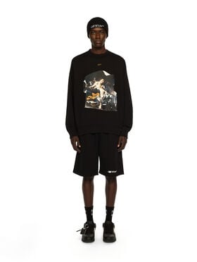 OFF WHITE Cupid Paper Skate Crewneck Sweatshirt BLACK - OCHER YELLOW OMBA054F25FLE00A