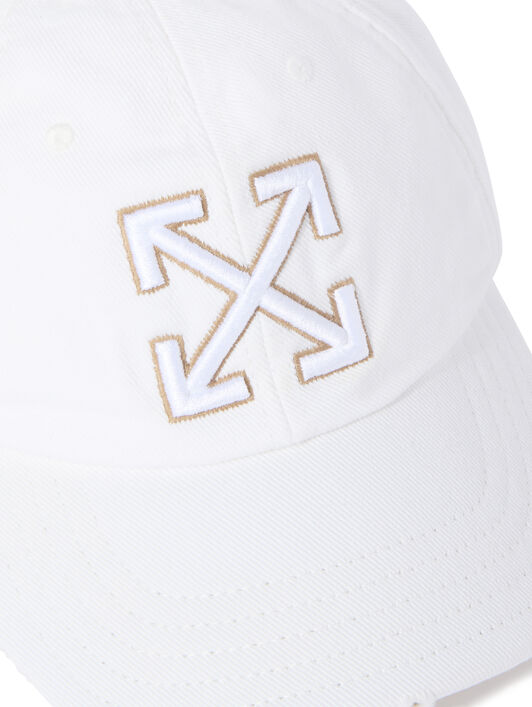 OFF WHITE Distressed Denim Baseball Cap White - Beige WHITE OWLA017S25DEN001