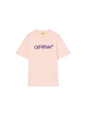 OFF WHITE Big Bookish Puff Logo T-Shirt SOFT PINK - BLUE OGAA001F25JER001