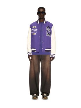 OFF WHITE Leder-/Woll Collegejacke VIOLETT OMJA122S25LEA001