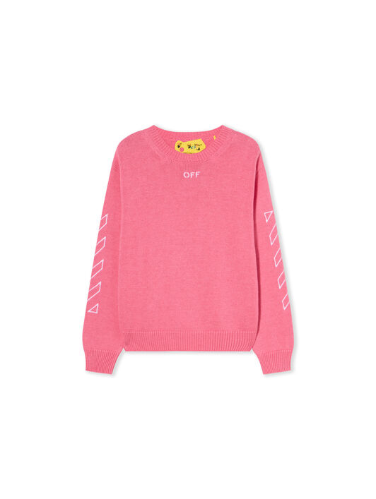 OFF WHITE Clear Crewneck Logo Sweater FUCHSIA - WHITE OGHE002F25KNI002