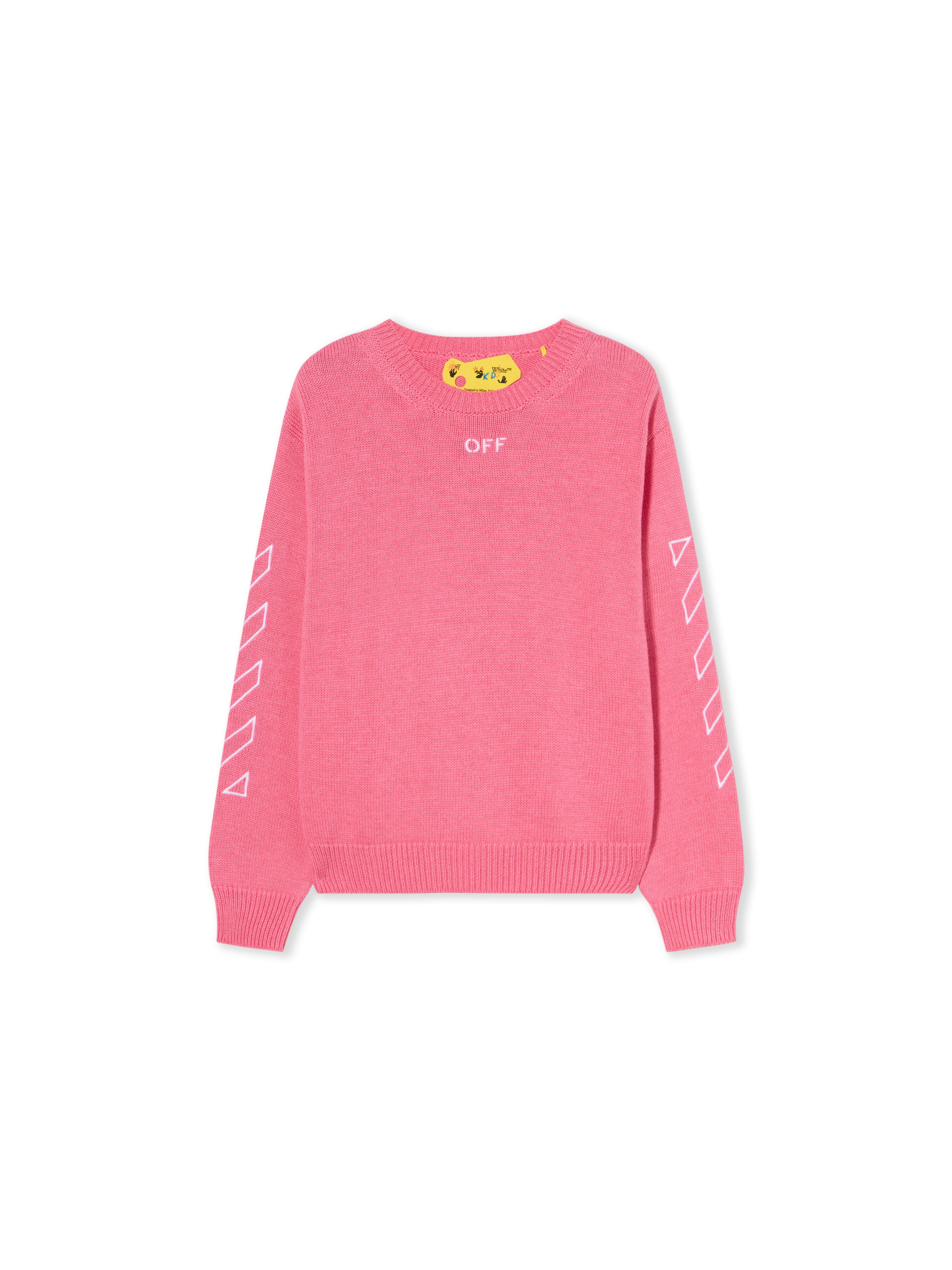 OFF WHITE Clear Crewneck Logo Sweater FUCHSIA - WHITE OGHE002F25KNI002