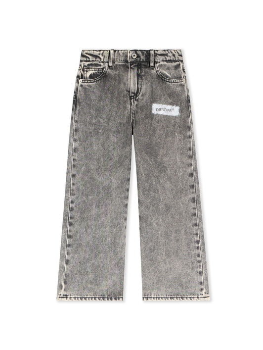 OFF WHITE Diagonal Sponge Logo Denim Pants GREY - WHITE OGYB001F25DEN001