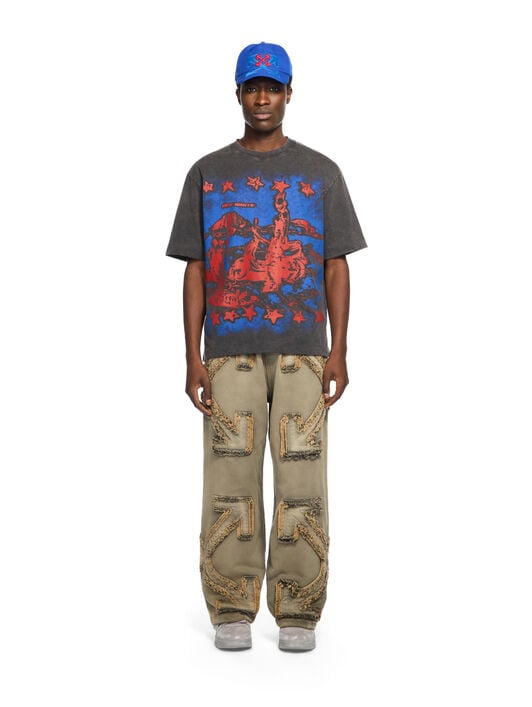 OFF WHITE Desert Ow Skate S/S Tee VINTAGE BLACK - DAZZLING BLUE + HIGH RIS OMAA120W25JER001