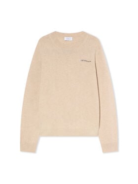 OFF WHITE Quote Knit Crewneck Logo Sweater BEIGE MELANGE - ANTHRACITE OMHE20OF25KNI001