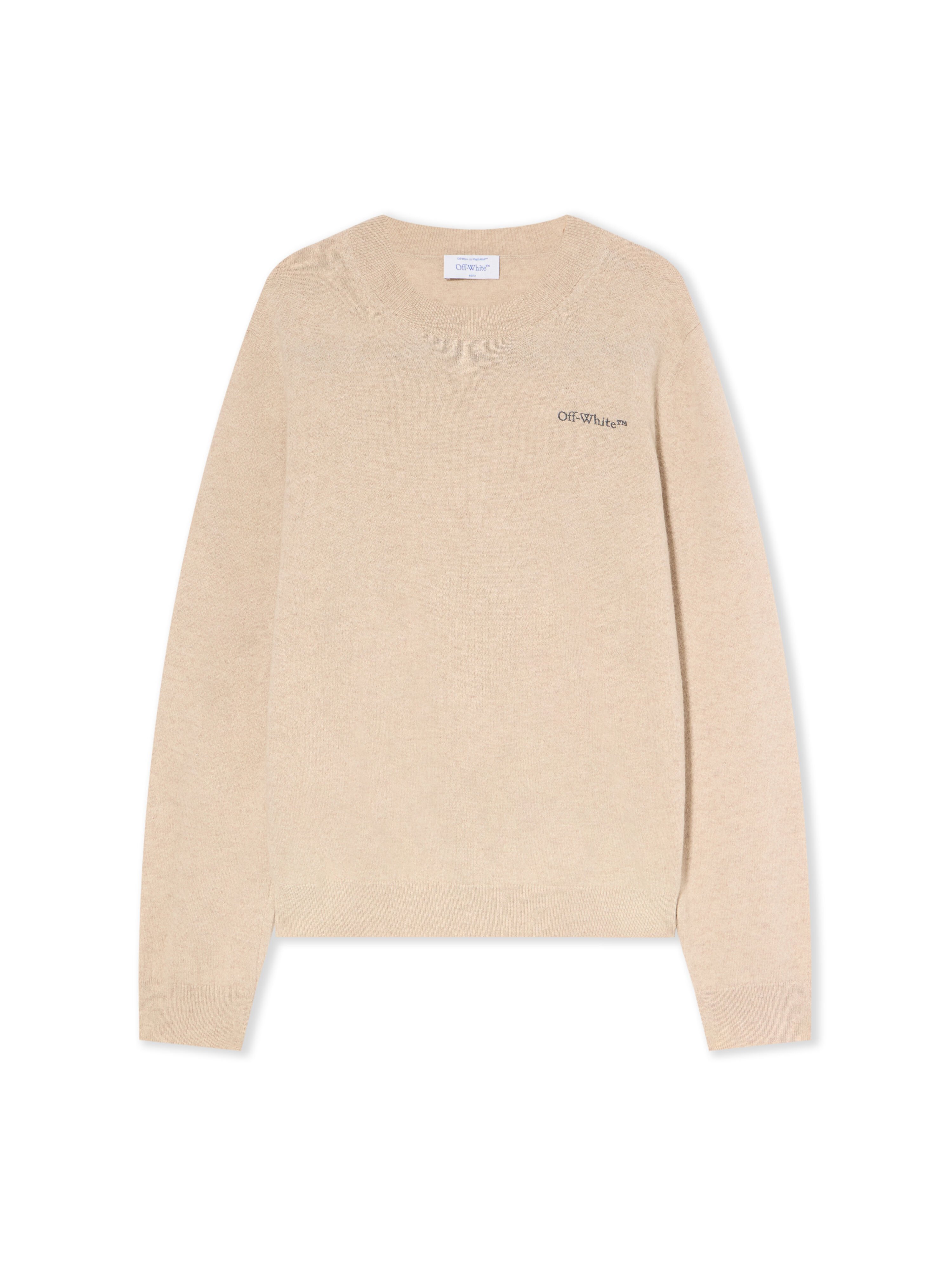 OFF WHITE Quote Knit Crewneck Logo Sweater BEIGE MELANGE - ANTHRACITE OMHE20OF25KNI001