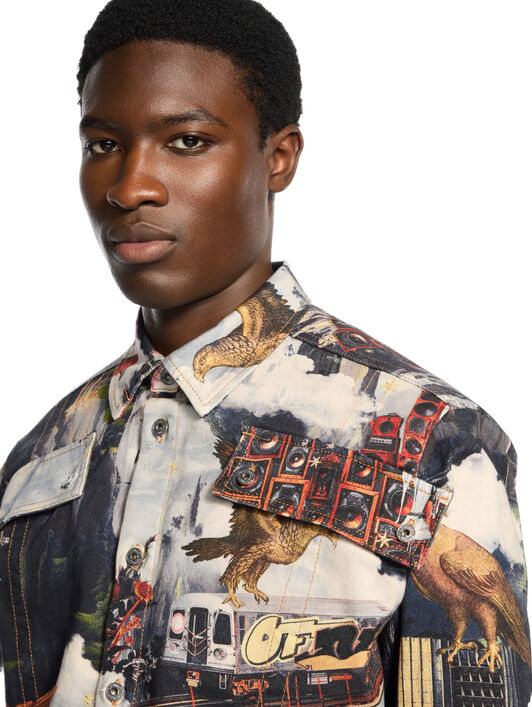 OFF WHITE World Paint Milit Shirt DUSTY BLUE - NO COLOR OMYD05PF25DEN002