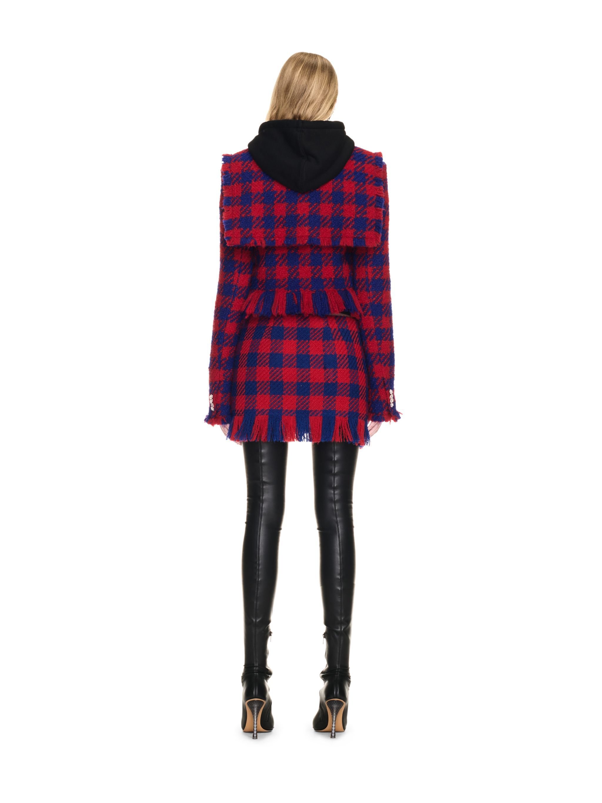 OFF WHITE Vichy Fringes Mini Skirt RED OWCU002F24FAB001