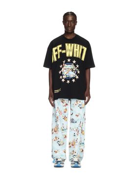 OFF WHITE Fresco Star Over S/S Tee Black - Light Y GREEN OMAA027T25JER00U