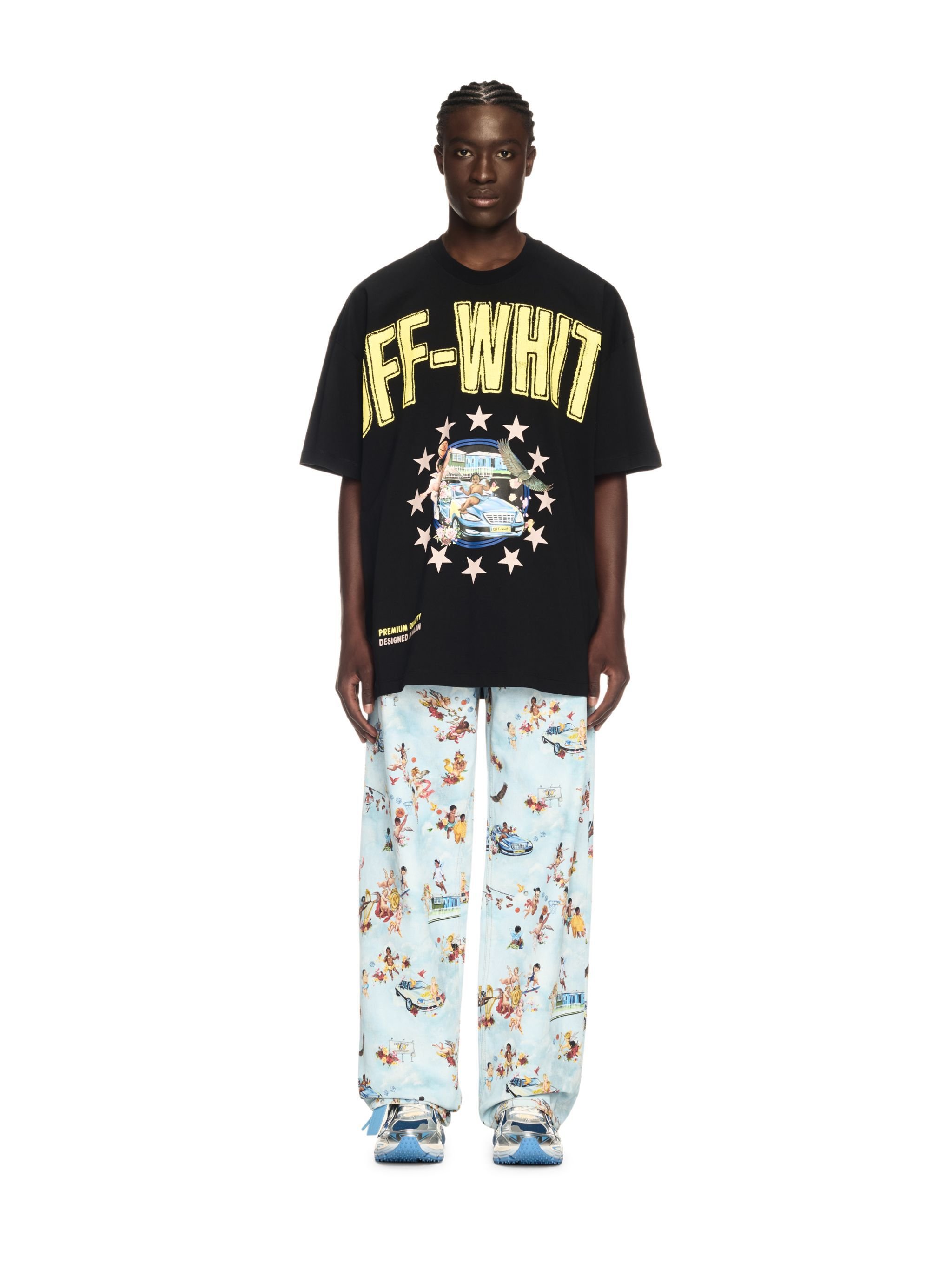 OFF WHITE Fresco Star Over S/S Tee Black - Light Y BLACK OMAA161S25JER001