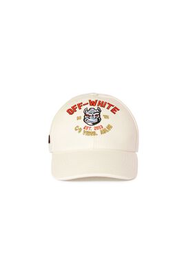 OFF WHITE Gray Rhino Varsity Baseball Cap BLACK OMND09BC99LEA001