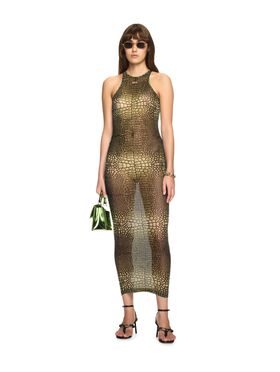 OFF WHITE Green Crocodile Mesh Racer Dress BLACK OWDF001S25FLE001